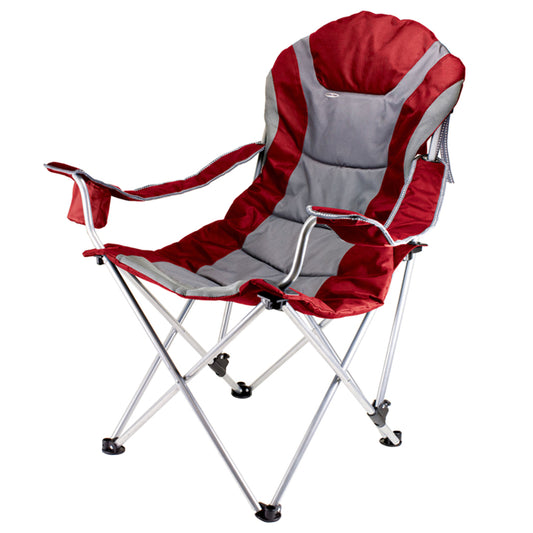 Picnic Time Oniva 3 position Adjustable Gray/Red Recliner Folding Chair