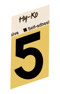 Hy-Ko 1-1/2 in. Black Aluminum Number 5 Self-Adhesive 1 pc. (Pack of 10)
