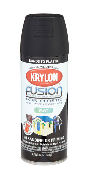 Pintura en aerosol Krylon Flat Fusion de 12 oz., color negro (caja de 6)