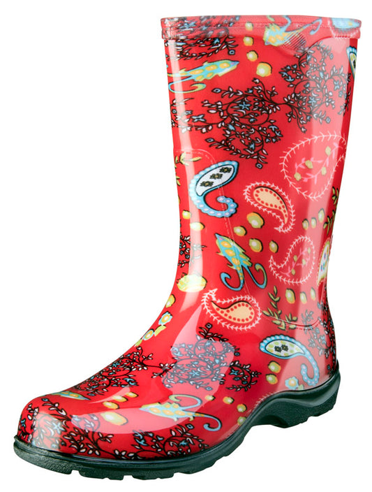 Sloggers 5004RD07 Size 7 Paisley Red Women's Tall Rain & Garden Boot
