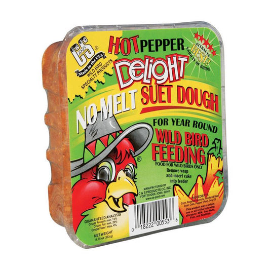 C&S Products Hot Pepper Delight Assorted Species Wild Bird Food Beef Suet 11.75 oz. (Pack of 12)