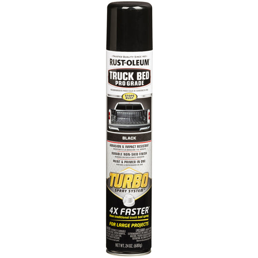 Rust-Oleum Turbo Black Abrasion & Impact-Resistant Truck Bed Coating Spray 24 oz. (Pack of 6)