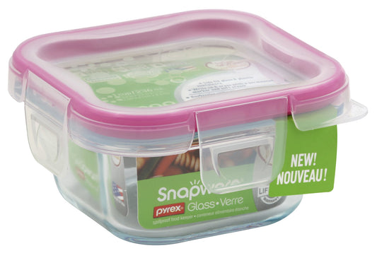 Snapware 1109305 1 Cup Glass Square Food Storage Container With Plastic Lid (Pack of 4)