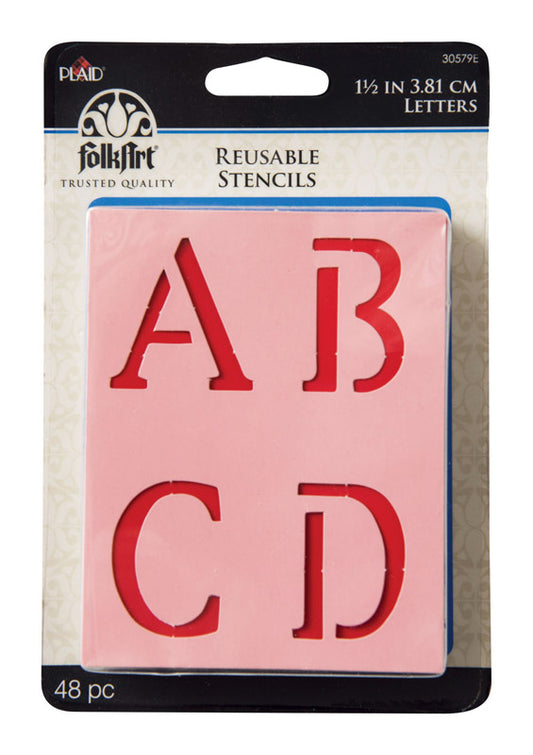 Plaid FolkArt 1.5 in. Card Stock Letters Stencil 48 pk (Pack of 3)