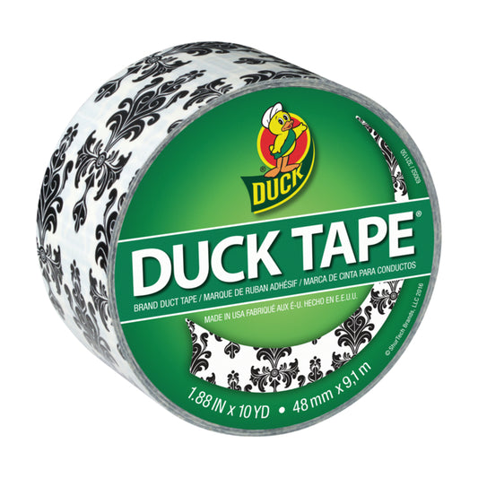 Duck 1.88 in. W X 10 yd L Black/White Baroque Duct Tape