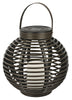 Paradise GL29353BR Brown Round Solar Flickering Rattan Basket Light