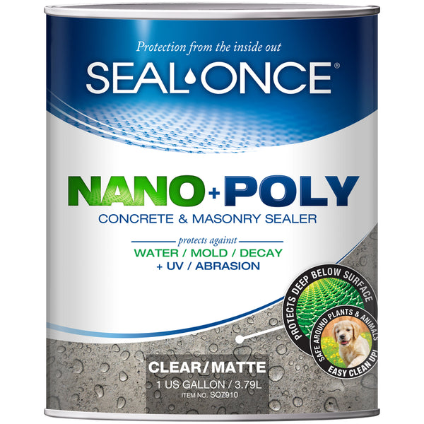 Seal-Once  Nano+Poly  Matte  Clear  Water-Based  Concrete and Masonry Sealer  1 gal. (Pack of 4)