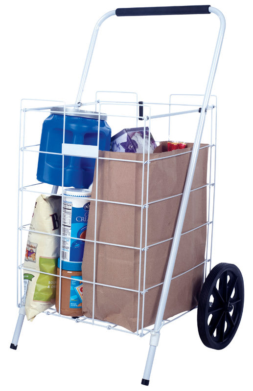 Apex 35-5/8 in. H X 21-5/16 in. W X 17-1/2 in. L White Collapsible Shopping Cart
