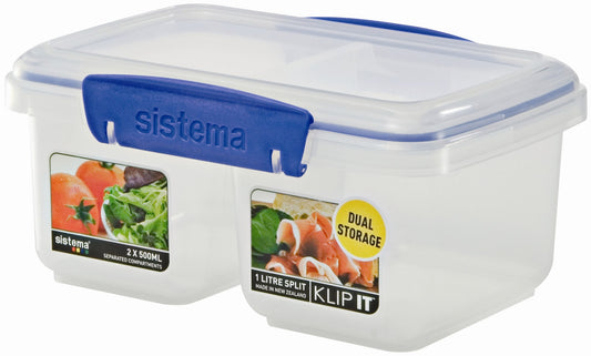 Sistema 1620ZS 31 Oz Clear Rectangular Klip It® Split Food Container