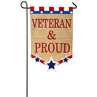 VETERAN & PROUD BURLAP FLAG