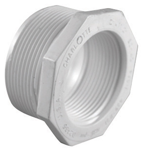 Casquillo reductor de PVC Charlotte Pipe Schedule 40 de 1-1/4 pulg. MPT x 1 pulg. de diámetro FPT