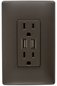 Legrand Radiant 15 amps 125 V Dark Bronze Outlet and USB Charger 5-15R 1 pk