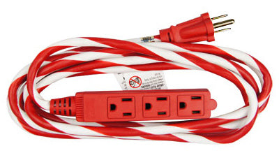 Extension Cord, Candy Cane Colors, Indoor/Outdoor, 16/3, 10-Ft.