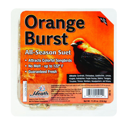 Heath Orange Burst Songbird Suet Beef Suet 11.25 oz. (Pack of 12)