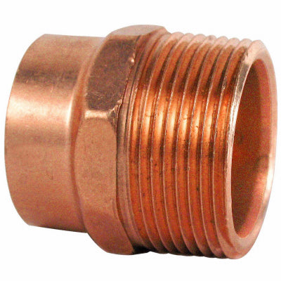 Wrot Copper Pipe Fitting, DWV Adapter, Male Pipe Thread, 1-1/4-In.