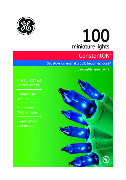 GE  Constant On  Incandescent  Blue  100 count Light Set  20.6 ft.
