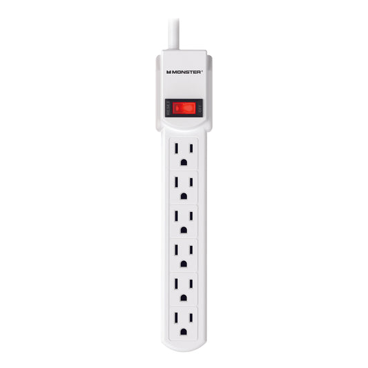 Monster Just Power It Up 6 Outlets White Power Strip, 3 ft.