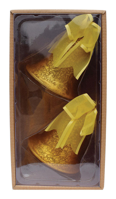 Celebrations  Bell  Christmas Ornaments  Gold  Glass  2 pk (Pack of 2)
