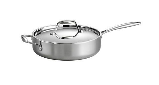 Tri-Ply Clad 3 Qt Covered Stainless Steel Deep Sauté Pan