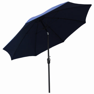Patio Canopy Umbrella, Crank Open/Tilt, Aluminum Pole, Navy Fabric, 9-Ft.