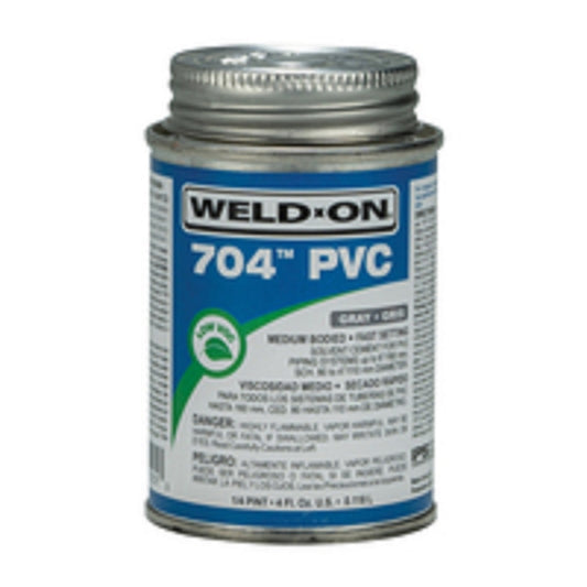 Weld-On 704 Gray Solvent Cement For PVC 4 oz