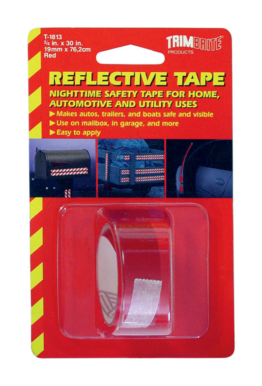 Trim Brite Red Self-Adhesive Trimbrite Reflective Tape 30 W x 0.75 L in.