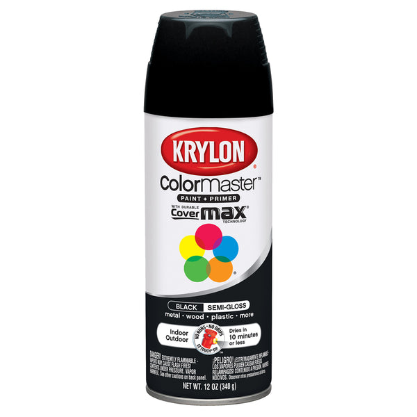 Pintura en aerosol negra semibrillante ColorMaster de Krylon, 12 oz (paquete de 6)