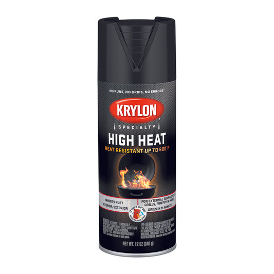 Krylon Special Purpose Satin Black High Heat Spray Paint 12 oz. (Pack of 6)