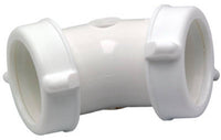 Lavatory/Kitchen Drain Elbow, 45 Degree, White Plastic