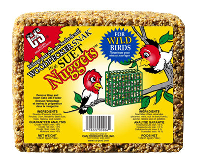 Woodpecker Snak Bird Food Cake With Suet Nuggets, 2.4-Lbs.