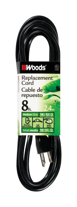 Woods 16/3 SJTW 125 V 8 ft. L Power Cord