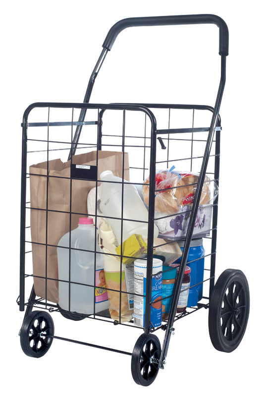Apex 40-9/16 in. H x 24-13/16 in. W x 21-1/2 in. L Black Collapsible Shopping Cart (Pack of 2)