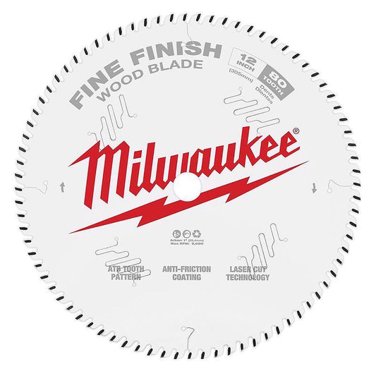Milwaukee  12 in. Dia. x 1 in.  Fine Finish  Circular Saw Blade  Tungsten Carbide  80 teeth 1 pk