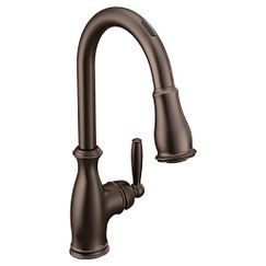 Grifo de cocina de arco alto, extraíble, de bronce frotado con aceite, con una sola manija