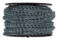 Cadena para máquinas de acero al carbono de eslabones retorcidos Campbell n.º 2, 5/32 pulg. de profundidad x 125 pies de longitud