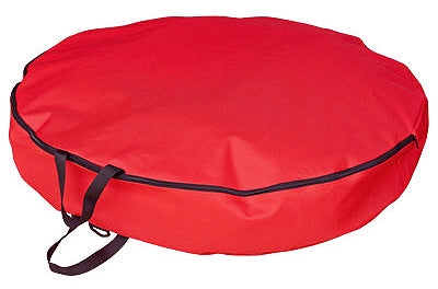 Artificial Wreath Storage Bag, Red Polyester, 30-In.