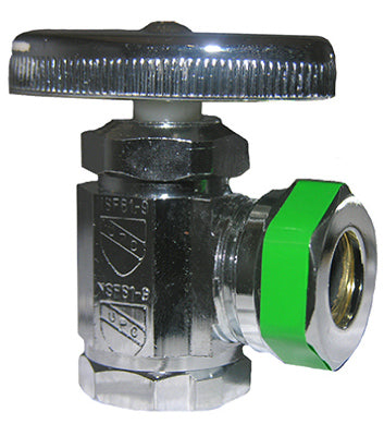 Angle Stop Valve, Chrome, 1/2-In. Female Pipe Thread Inlet x 7/16-In. Or 1/2-In. O.D. Slip Joint Outlet