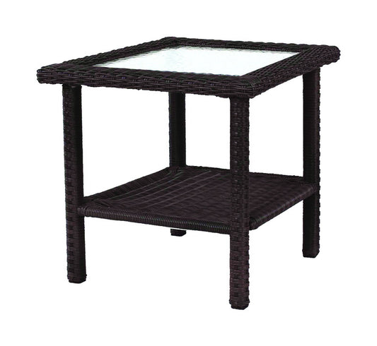 Living Accents Prescott Brown Square Glass Side Table