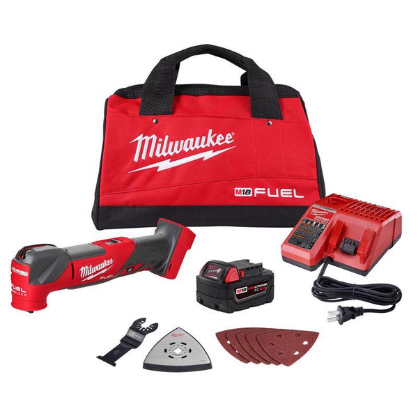 Kit de herramientas oscilantes inalámbricas multiusos Milwaukee M18 FUEL (batería y cargador)