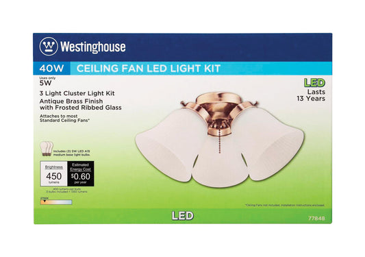 Westinghouse Antique Brass White Cluster Ceiling Fan Light Kit