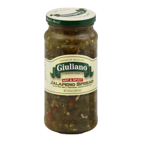 Alimentos especiales de Giuliano - Pasta para untar de jalapeño, pimiento y cebolla - Caja de 6 - 16 oz.