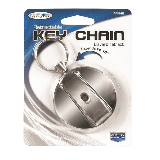 Custom Accessories Chrome/Metal Silver Retractable Key Chain