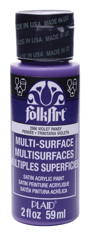 Plaid FolkArt Satin Violet Pansy Hobby Paint 2 oz. (Pack of 3)
