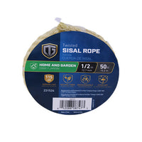 Sisal Rope, Twisted, 1/2-In. x 50-Ft.