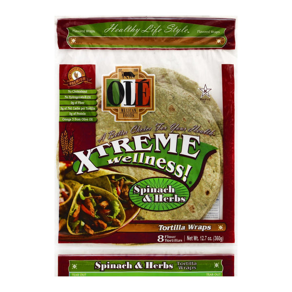 Wraps de tortilla con espinacas y hierbas Ole Mexican, espinacas y hierbas, caja de 6, 12,7 oz