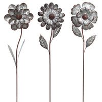 Alpine Gray Metal 49 in. H Flower Outdoor Garden Stake (Pack of 12)