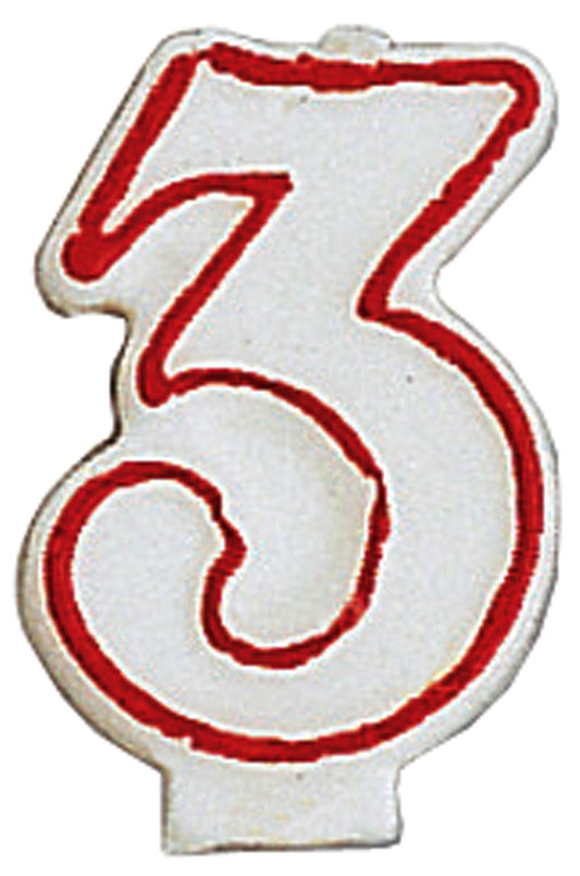 Creative Converting 80144033 #3 Red Outline Numeral Birthday Candle                                                                                   
