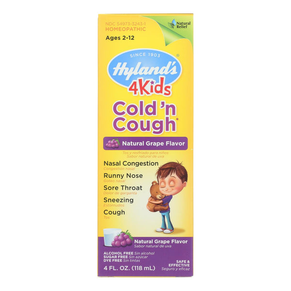 Medicamento homeopático para la tos y el resfriado de Hylands, para niños, uva, 4 oz