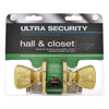 Ultra Security Polished Brass Passage Knob Right or Left Handed