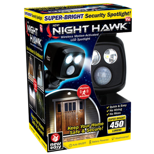Night Hawk As Seen On TV Black Battery Operated 5 W LED Spotlight 1 pk